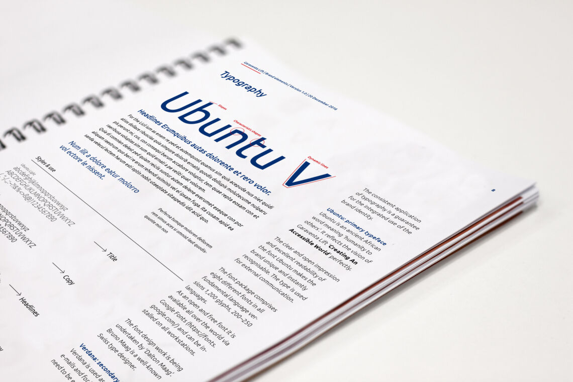 Garaventa Lift Brand Manual Typografie